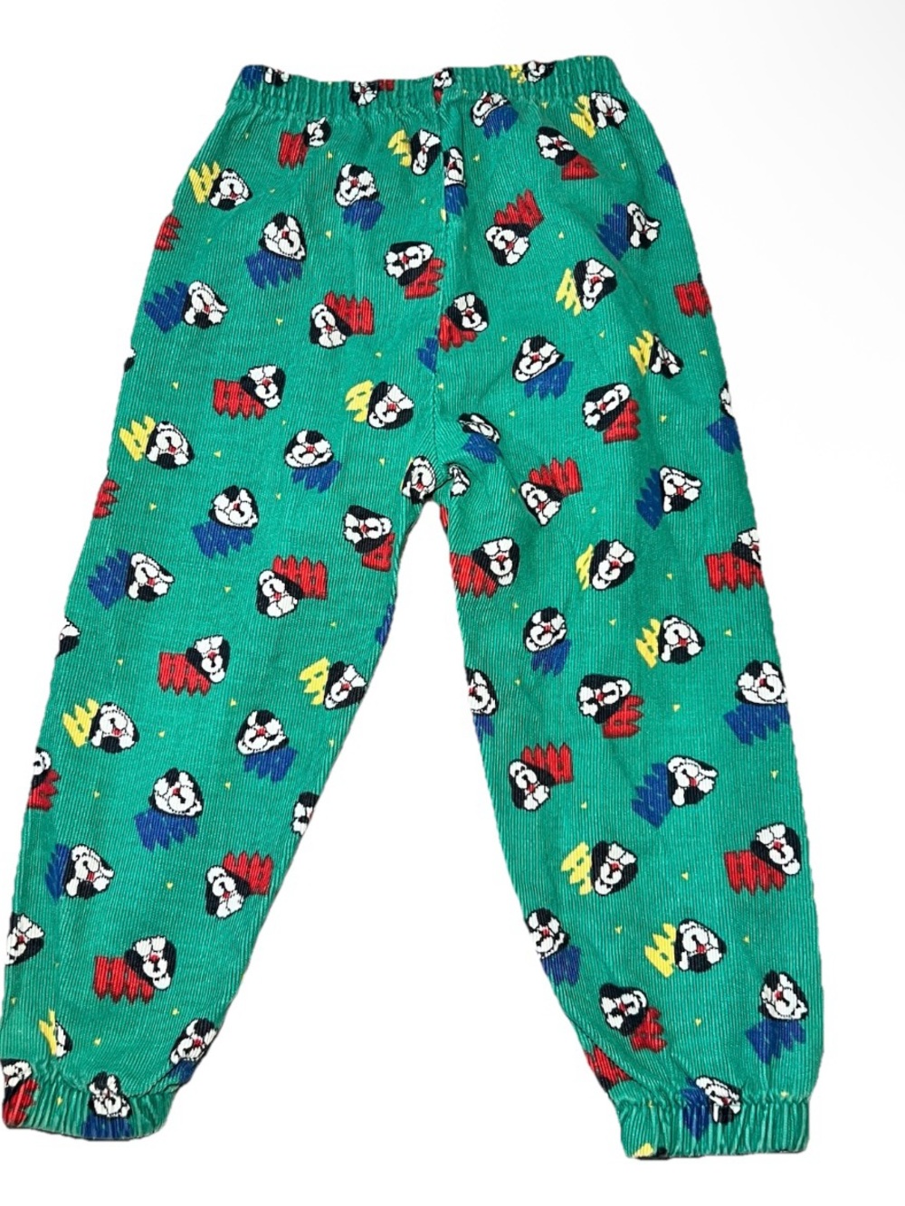 VTG 80s/90s Green Corduroy Puppy Print Pants Retro Indie Grunge Novelty Kid Core